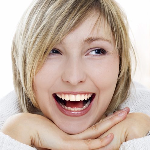 Smiling woman isolated on white background